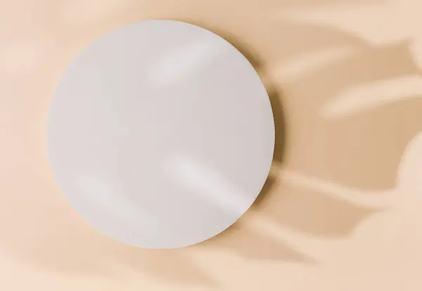 Mock White Podium Shadows Pink Background Template Product Advertising Cosmetology — Stock Photo, Image