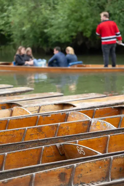 stock image Tourists Punting In Wooden Punts On River Cherwell In Oxford UK