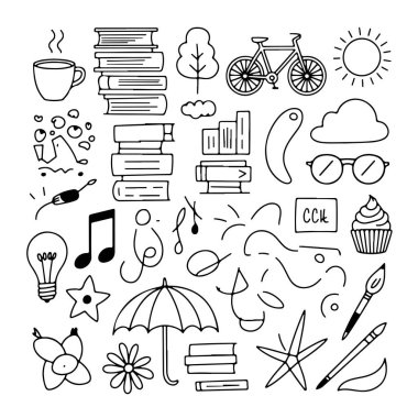 Beyaz arka planda soyut karalama seti. El çizimi soyut karalama beyaz arkaplanda izole.