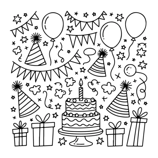 Beyaz arka planda doğum günü karalaması. El çizimi soyut karalama beyaz arkaplanda izole.