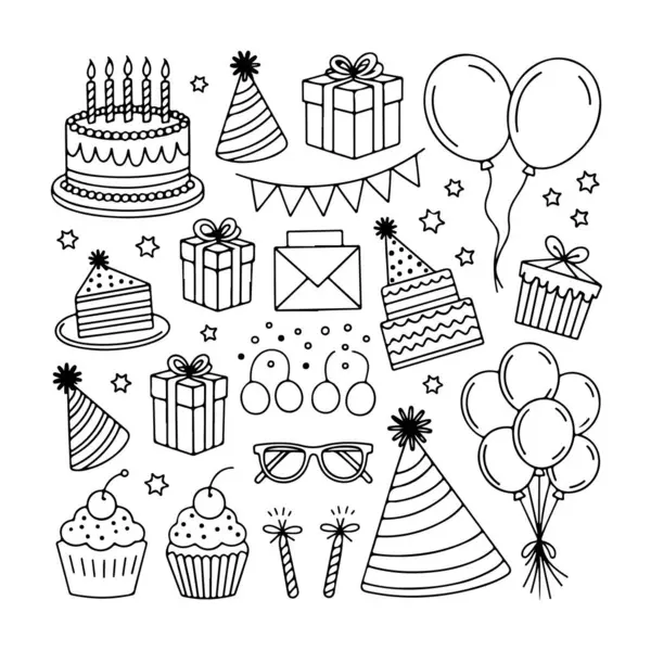 Beyaz arka planda doğum günü karalaması. El çizimi soyut karalama beyaz arkaplanda izole.