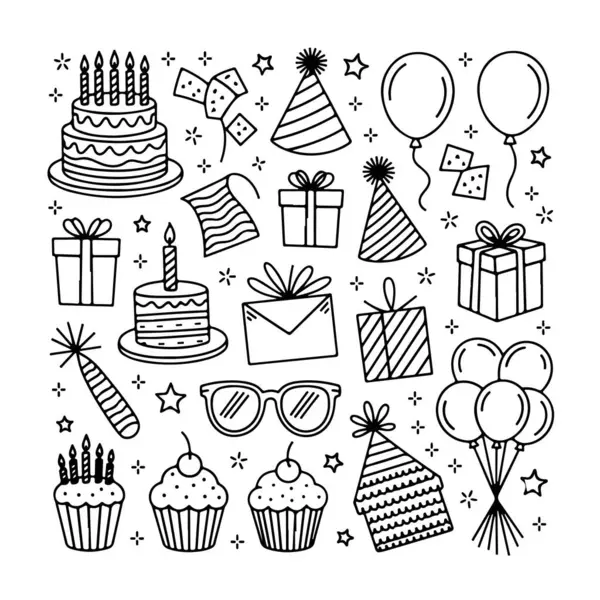 Beyaz arka planda doğum günü karalaması. El çizimi soyut karalama beyaz arkaplanda izole.