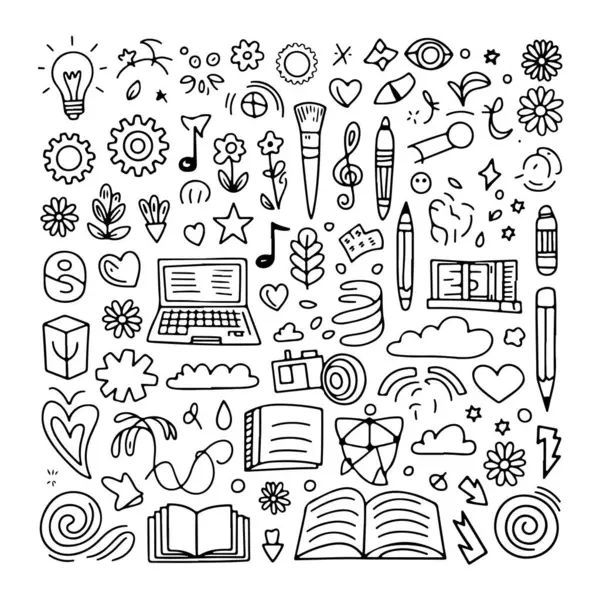 Beyaz arka planda yaratıcılık çizimleri. El çizimi soyut karalama beyaz arkaplanda izole.