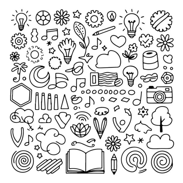 Beyaz arka planda yaratıcılık çizimleri. El çizimi soyut karalama beyaz arkaplanda izole.