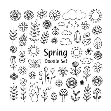 Beyaz arka planda bir karalama seti. El çizimi soyut karalama beyaz arkaplanda izole.