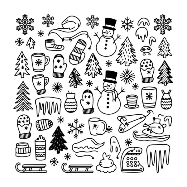 Beyaz arka planda kış karalamaları. El çizimi soyut karalama beyaz arkaplanda izole.