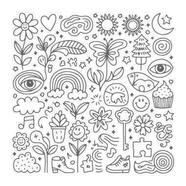 Beyaz arka planda bir güzellik karalaması. El çizimi soyut karalama beyaz arkaplanda izole.