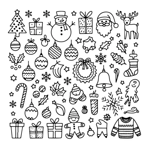 Beyaz arka planda bir dizi noel karalaması. El çizimi soyut karalama beyaz arkaplanda izole.
