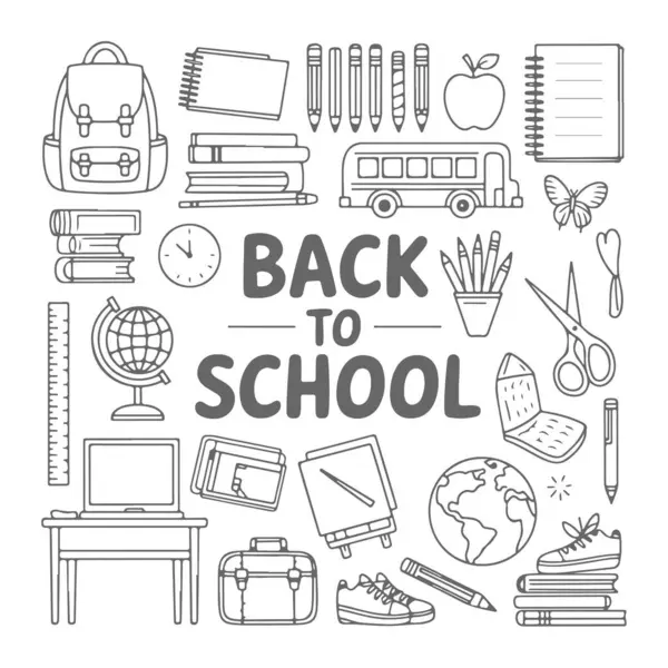 Beyaz arka planda okula karalama seti. El çizimi soyut karalama beyaz arkaplanda izole.