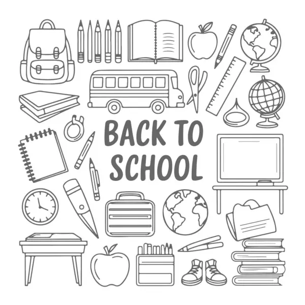 Beyaz arka planda okula karalama seti. El çizimi soyut karalama beyaz arkaplanda izole.