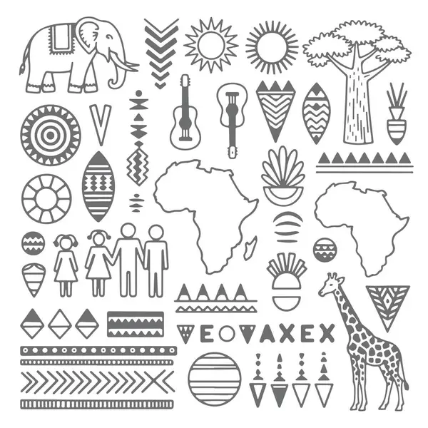 Beyaz arka planda Afrikalı karalamalar. El çizimi soyut karalama beyaz arkaplanda izole.