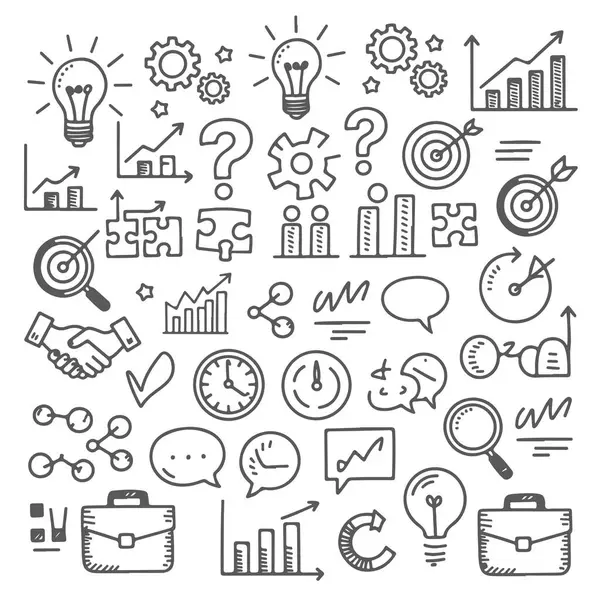 Beyaz arka planda danışmanlık karalama seti. El çizimi soyut karalama beyaz arkaplanda izole.