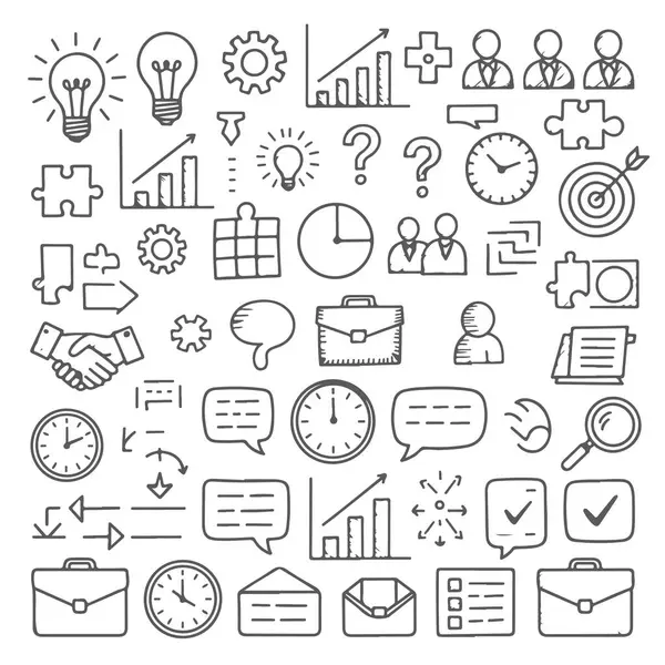 Beyaz arka planda danışmanlık karalama seti. El çizimi soyut karalama beyaz arkaplanda izole.