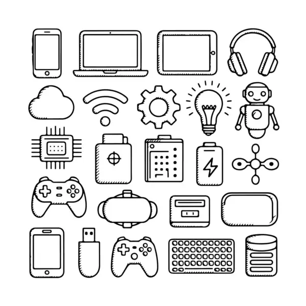 Beyaz arka planda elektrik karalama seti. El çizimi soyut karalama beyaz arkaplanda izole.