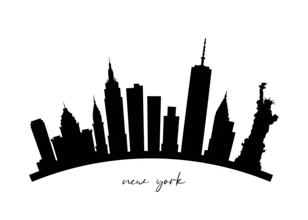 New York Skyline silueti. New York 'ta. New York 'un siyah ve beyaz silueti. Beyaz Arkaplanda Vektör Tasarımı İzole Edildi
