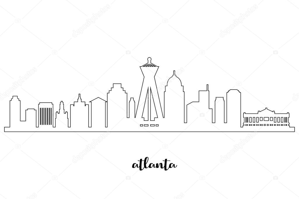 Atlanta Skyline Silhouette. Atlanta City. Black and White Silhouette of Atlanta City. Vector Design Isolated on White Background