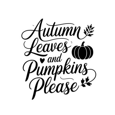 Sonbahar Yaprakları ve Balkabakları, lütfen. Sonbahar Vektör Tasarımı Beyaz Arkaplanda İzole Edildi