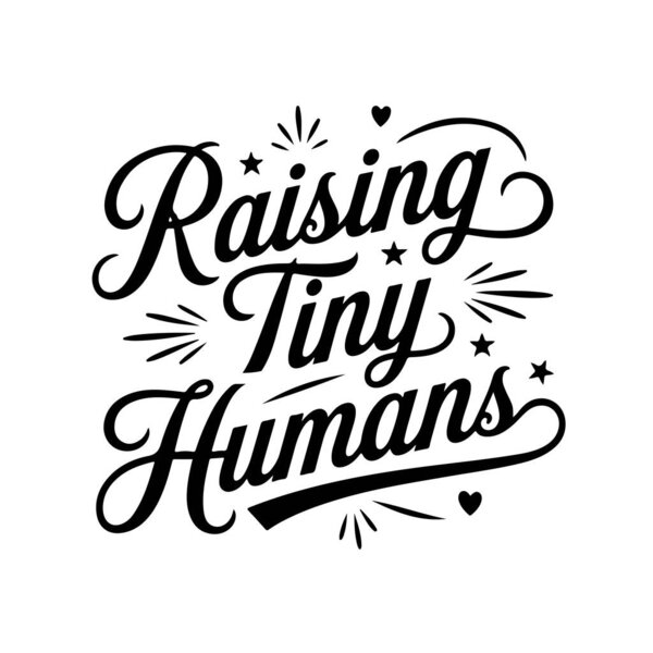 Воспитание Крошечных Людей. Векторный дизайн на белом фоне