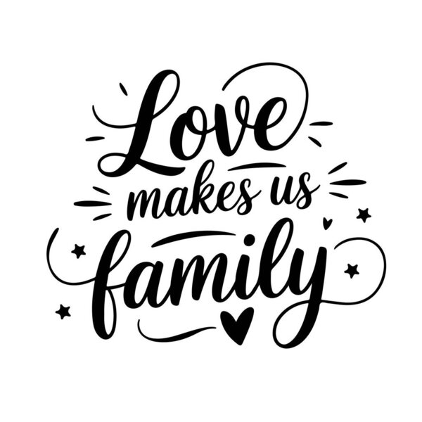 Любовь делает нас семьей. Векторный дизайн изолирован на белом фоне