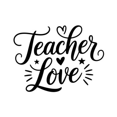 Öğretmen Love. Beyaz Arkaplanda Vektör Tasarımı İzole Edildi
