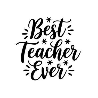 Dünyanın en iyi öğretmeni. Beyaz Arkaplanda Vektör Tasarımı İzole Edildi