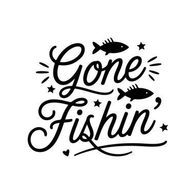 Balığa gitti. Beyaz Arkaplanda Balıkçılık Tırnak Vektörü Tasarımı İzole Edildi