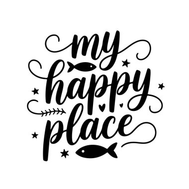 Mutlu Evim. Beyaz Arkaplanda Balıkçılık Tırnak Vektörü Tasarımı İzole Edildi