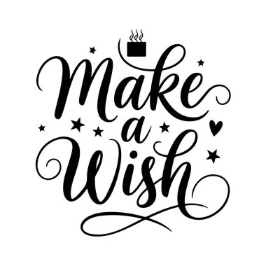 Bir dilek tut. Beyaz Arkaplanda Doğumgünü Alıntı Vektörü Tasarımı İzole Edildi