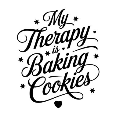 Terapim Kurabiye Pişirmek. Beyaz Arkaplanda Alıntı Vektörü Tasarımı İzole Edildi