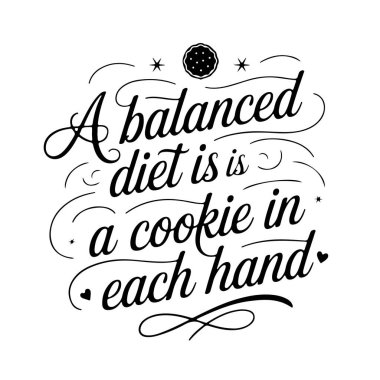 Dengeli Diyet, İki Elde Kurabiye 'dir. Beyaz Arkaplanda Alıntı Vektörü Tasarımı İzole Edildi