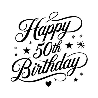 50. doğum günün kutlu olsun. Beyaz Arkaplanda Doğumgünü Vektör Tasarımı İzole Edildi