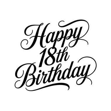 18. doğum günün kutlu olsun. Beyaz Arkaplanda Doğumgünü Vektör Tasarımı İzole Edildi