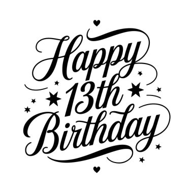 13. doğum günün kutlu olsun. Beyaz Arkaplanda Doğumgünü Vektör Tasarımı İzole Edildi
