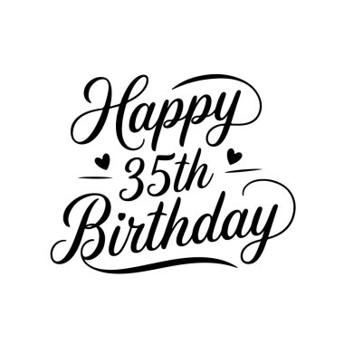 35. doğum günün kutlu olsun. Beyaz Arkaplanda Doğumgünü Vektör Tasarımı İzole Edildi