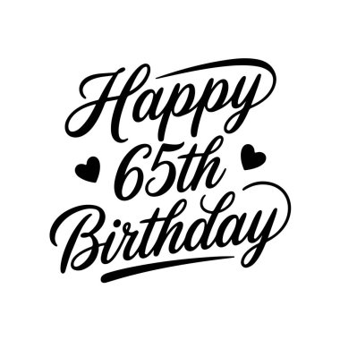65. Doğum günün kutlu olsun. Beyaz Arkaplanda Doğumgünü Vektör Tasarımı İzole Edildi