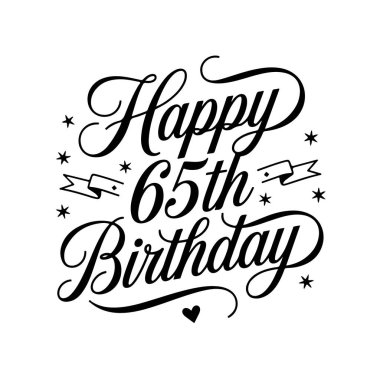 65. Doğum günün kutlu olsun. Beyaz Arkaplanda Doğumgünü Vektör Tasarımı İzole Edildi