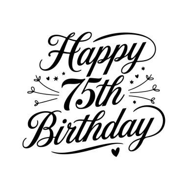75. doğum günün kutlu olsun. Beyaz Arkaplanda Doğumgünü Vektör Tasarımı İzole Edildi