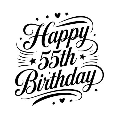 55. doğum günün kutlu olsun. Beyaz Arkaplanda Doğumgünü Vektör Tasarımı İzole Edildi