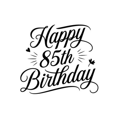 85. doğum günün kutlu olsun. Beyaz Arkaplanda Doğumgünü Vektör Tasarımı İzole Edildi