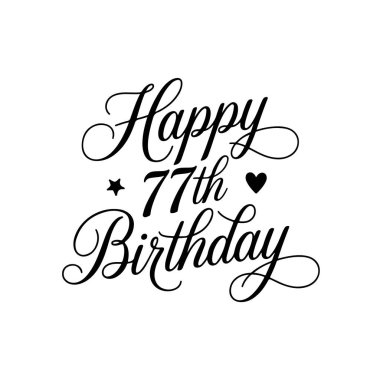77. doğum günün kutlu olsun. Beyaz Arkaplanda Doğumgünü Vektör Tasarımı İzole Edildi