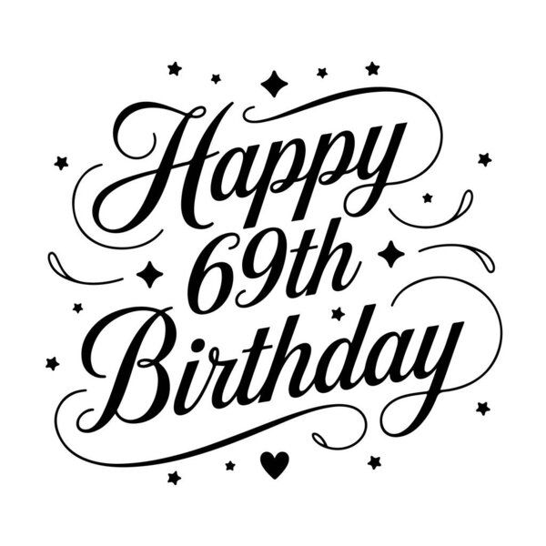 С 69-летием. День рождения векторный дизайн изолирован на белом фоне
