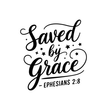 Lütuf Efesliler tarafından kaydedilen 2: 8, Vektör Tasarımı Beyaz Arkaplanda İzole Edildi