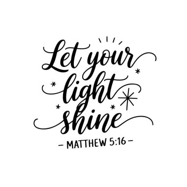Işığınız Matthew 5: 16 'da parlasın, Beyaz Arkaplanda Vektör Tasarımı Yapılandırıldı