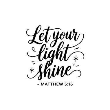 Işığınız Matthew 5: 16 'da parlasın, Beyaz Arkaplanda Vektör Tasarımı Yapılandırıldı