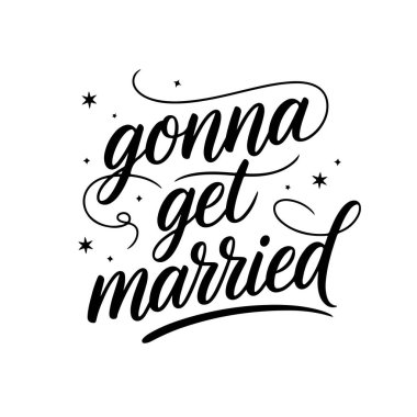 Evleneceğim. Beyaz Arkaplanda Vektör Tasarımı İzole Edildi