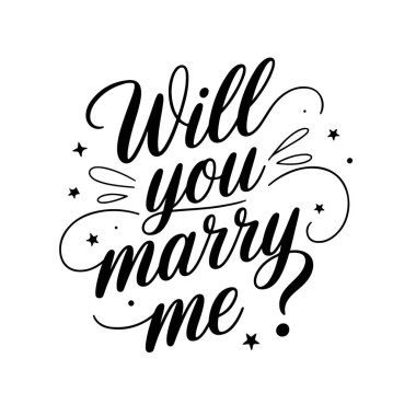 Benimle evlenir misin? Beyaz Arkaplanda Vektör Tasarımı İzole Edildi