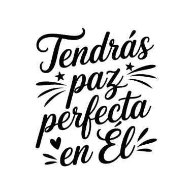Tendrs Paz Perfecta En El, İspanya İncili Ayet Vektörü Tasarımı Beyaz Arkaplanda İzole Edildi