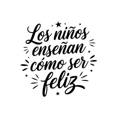 Los nios ensean cmo ser feliz, Çocuk Günü Vektör Tasarımı Beyaz Arkaplanda İzole Edildi