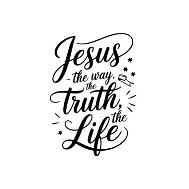 İsa - yol, gerçek, hayat. Beyaz Arkaplanda Vektör Tasarımı İzole Edildi