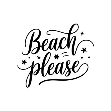 Kumsal lütfen. Beyaz Arkaplanda Yaz Vektörü Tasarımı İzole Edildi